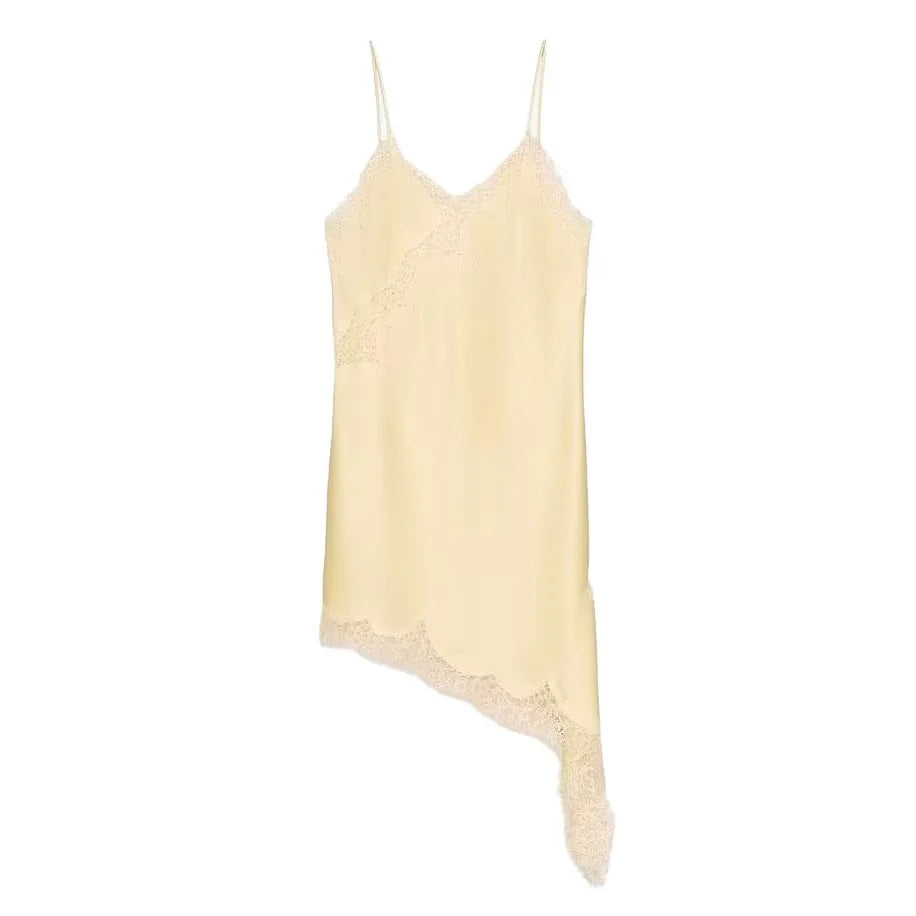 Spring Sexy Sexy Design Niche Lace Asymmetric Dress