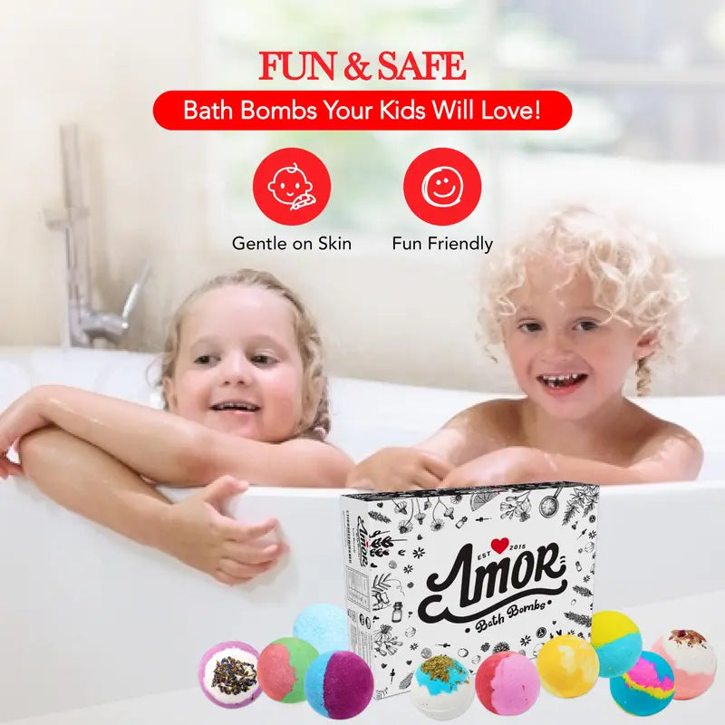 Handmade Bath Bombs 12 - Vegan & Cruelty-Free, Natural Botanicals, Multi-Pack 110g