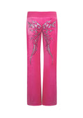 IDOL RHINESTONE VELOUR SWEATPANTS HOT PINK