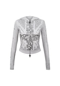 KNIGHT STUDDED FITTED HOODIE GREY MARL