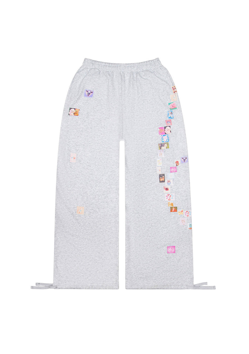 TRINKET MOTIF OVERSIZED SWEATPANTS GREY MARL